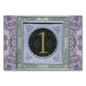 ヴィンテージフレームのダマスク織の花のタペストリーのテーブルカード テーブルナンバー (裏面)