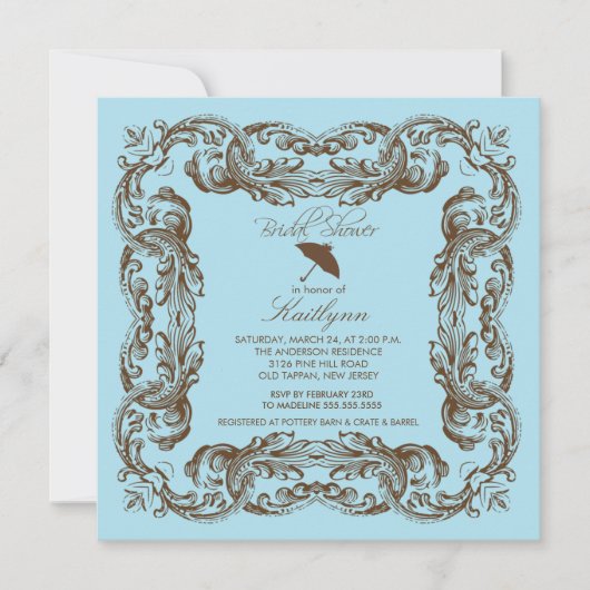 ヴィンテージフレームのブライダルシャワー招待状 招待状 (正面)