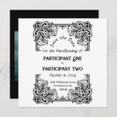 ヴィンテージフレームの処理フラット日付カードを保存 (正面/裏面)