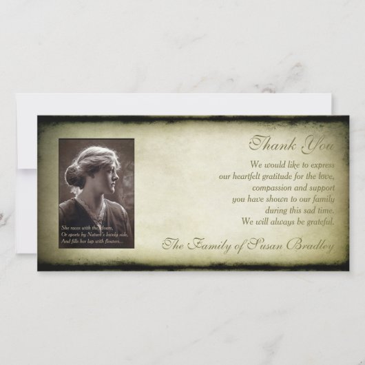 ヴィンテージフレームの悔やみや弔慰は写真Hカード感謝していしています サンキューカード (正面)