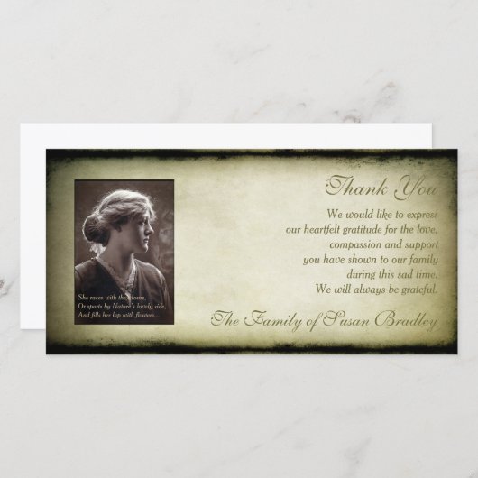 ヴィンテージフレームの悔やみや弔慰は写真Hカード感謝していしています サンキューカード (正面/裏面)