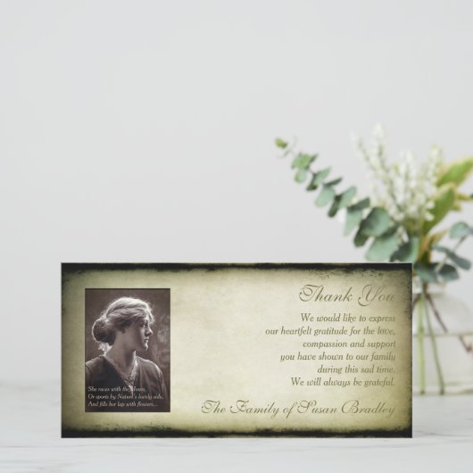 ヴィンテージフレームの悔やみや弔慰は写真Hカード感謝していしています サンキューカード (スタンド正面)