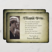 ヴィンテージフレームの悔やみや弔慰は平らなカード感謝していしています サンキューカード (正面/裏面)