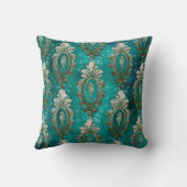 ヴィンテージフレームの水上馬が薄緑 クッション (裏面)