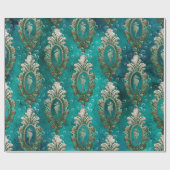 ヴィンテージフレームの水上馬が薄緑 ラッピングペーパー (フラット)