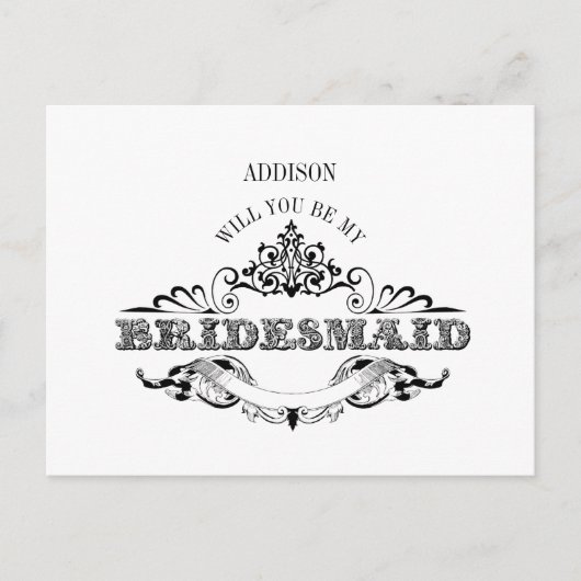 ヴィンテージフレームは私のブライドメイドカード インビテーションポストカード (正面)