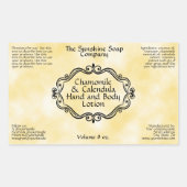 ヴィンテージフレームイエローパーチメント化粧品ボトル 長方形シール (正面)