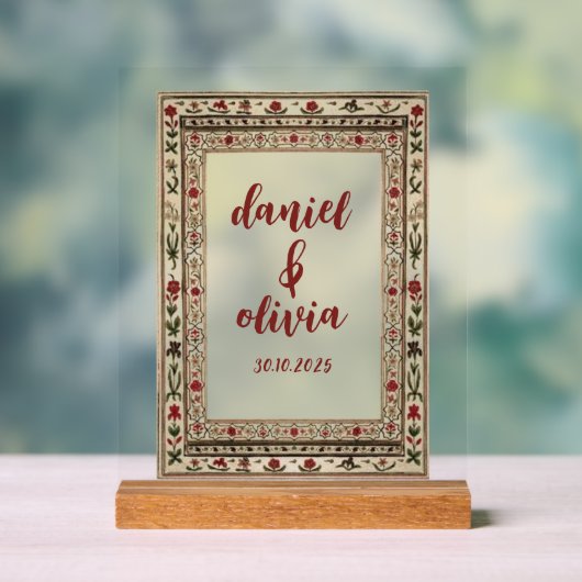 ヴィンテージフレームエスニック結婚モチーフ アクリルサイン (ニュートラル)