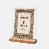 ヴィンテージフレームエスニック結婚モチーフ アクリルサイン (傾斜)