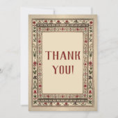 ヴィンテージフレームエスニック結婚モチーフ サンキューカード (正面)