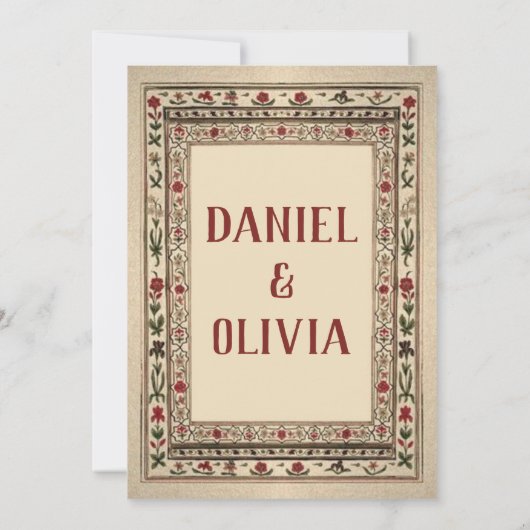 ヴィンテージフレームエスニック結婚モチーフ サンキューカード (裏面)