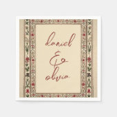 ヴィンテージフレームエスニック結婚モチーフ スタンダードカクテルナプキン (正面)