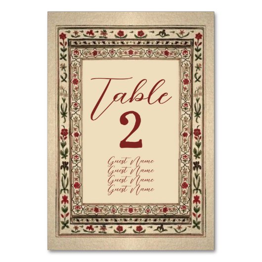 ヴィンテージフレームエスニック結婚モチーフ テーブルナンバー (裏面)