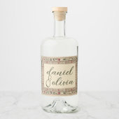 ヴィンテージフレームエスニック結婚モチーフ リキュールボトルラベル (正面)