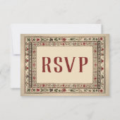 ヴィンテージフレームエスニック結婚モチーフ 出欠カード (正面)
