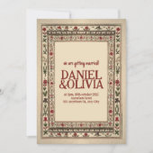 ヴィンテージフレームエスニック結婚モチーフ 招待状 (正面)