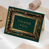 ヴィンテージフレームエメラルドグリーン結婚金ゴールド サンキューカード