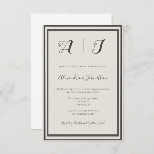ヴィンテージフレームエレガントリハーサルのディナー招待状 招待状 (正面/裏面)