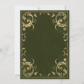ヴィンテージフレームオリーブグリーン結婚金ゴールド 招待状 (裏面)