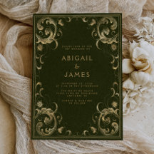 ヴィンテージフレームオリーブグリーン結婚金ゴールド