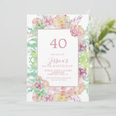 ヴィンテージフレームサマーブーケ誕生日 招待状 (スタンド正面)