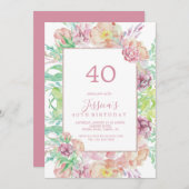 ヴィンテージフレームサマーブーケ誕生日 招待状 (正面/裏面)