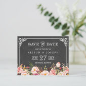 ヴィンテージフレームシャルボードフローラ日付の保存 案内ポストカード (スタンド正面)