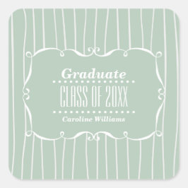 ヴィンテージフレームストライプパターンカスタム卒業 スクエアシール