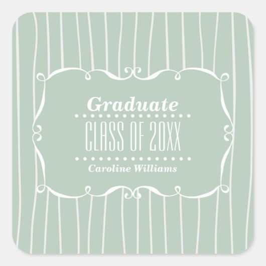 ヴィンテージフレームストライプパターンカスタム卒業 スクエアシール (正面)
