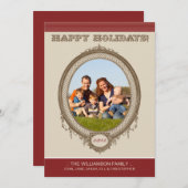 ヴィンテージフレームハッピーホリデーカード（赤/テープ） シーズンカード (正面/裏面)