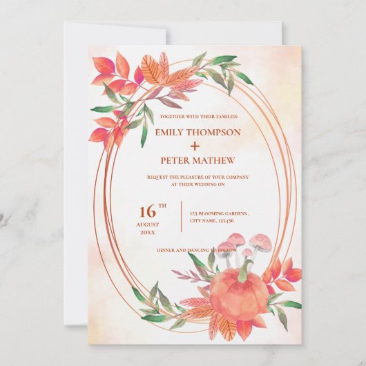 ヴィンテージフレームパンプキン紅葉秋の結婚式 (正面)