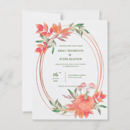 ヴィンテージフレームパンプキン紅葉秋の結婚式 ポストカード