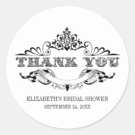 ヴィンテージフレームブライダルシャワーありがとう ラウンドシール