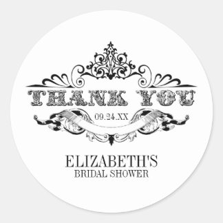 ヴィンテージフレームブライダルシャワーありがとう ラウンドシール