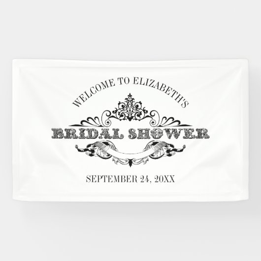 ヴィンテージフレームブライダルシャワーへようこそ 横断幕 (横)