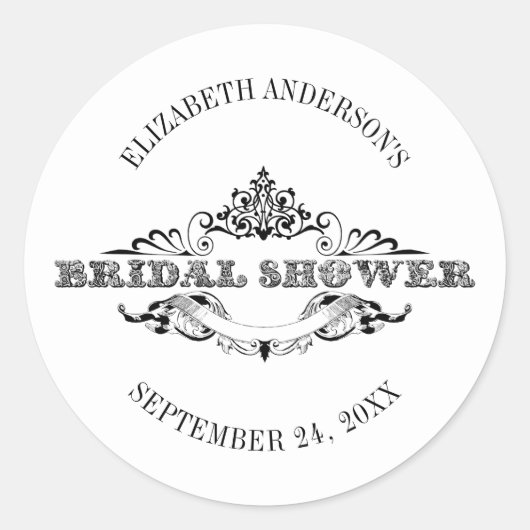 ヴィンテージフレームブライダルシャワー ラウンドシール (正面)