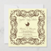 ヴィンテージフレームブラウンはベビーシャワーの招待状をつなぎます 招待状 (正面)