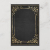 ヴィンテージフレームブラック金ゴールドウェディングRSVP エンクロージャーカード (裏面)