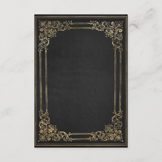 ヴィンテージフレームブラック金ゴールドウェディングRSVP エンクロージャーカード (裏面)