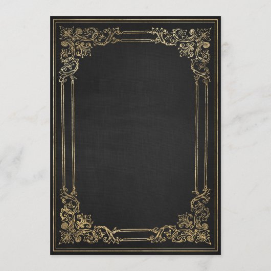 ヴィンテージフレームブラック金ゴールド結婚のメニュー メニュー (裏面)