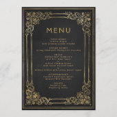 ヴィンテージフレームブラック金ゴールド結婚のメニュー メニュー (正面)