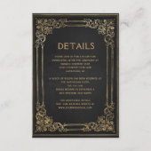 ヴィンテージフレームブラック金ゴールド結婚の詳細 エンクロージャーカード (正面)