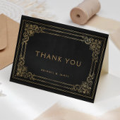 ヴィンテージフレームブラック金ゴールド結婚ズ サンキューカード