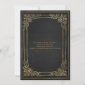 ヴィンテージフレームブラック金ゴールド結婚式の日付を保存 招待状 (裏面)