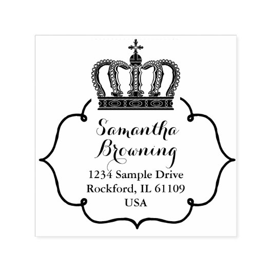 ヴィンテージフレームブラック&ホワイト/クラウンI +あなたのアイディア セルフインキングスタンプ (デザイン)