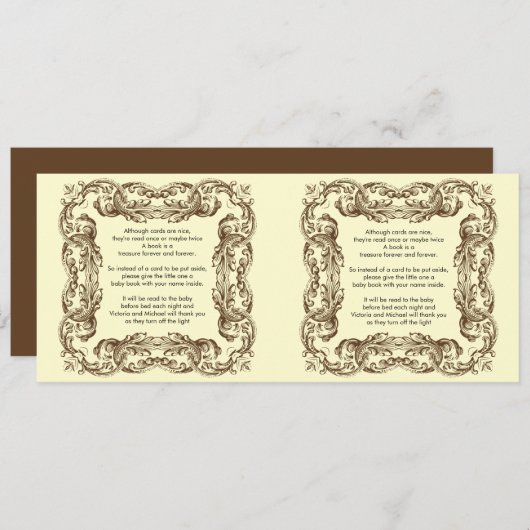 ヴィンテージフレームベビーブックの詩 招待状 (正面/裏面)