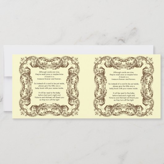 ヴィンテージフレームベビーブックの詩 招待状 (正面)