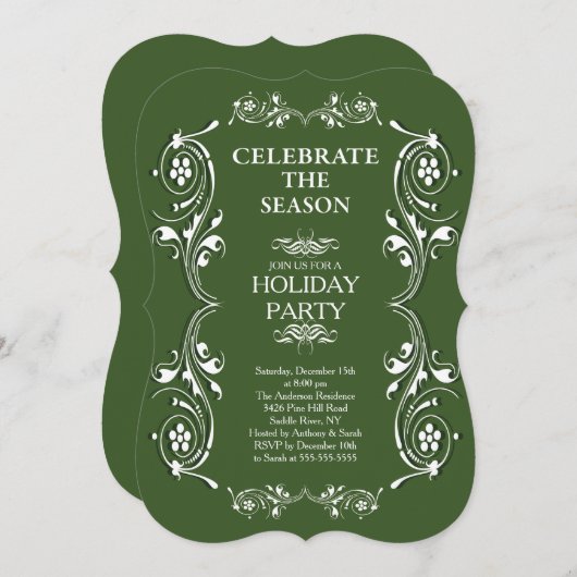ヴィンテージフレームホリデーパーティー招待状 招待状 (正面/裏面)