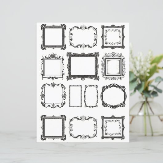 ヴィンテージフレームラインアートコラージスクラップブック紙 (スタンド正面)