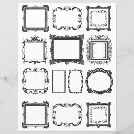 ヴィンテージフレームラインアートコラージスクラップブック紙 (正面)